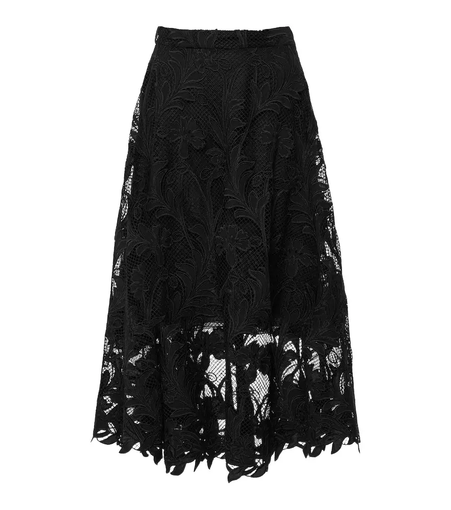 Oscar de la Renta Floral guipure lace midi skirt | Image 1 Oscar de la Renta Floral guipure lace midi skirt | Image 1