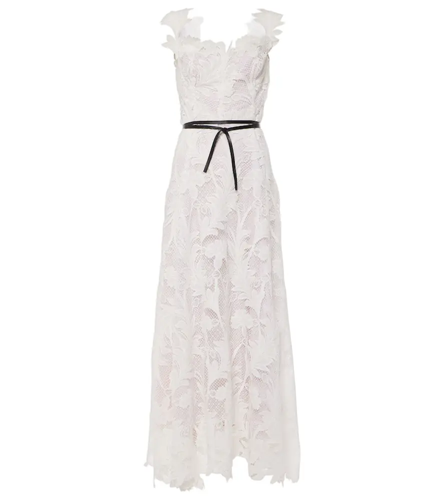 Oscar de la Renta Marbled Carnation Guipure lace bustier gown | Image 1 Oscar de la Renta Marbled Carnation Guipure lace bustier gown | Image 1