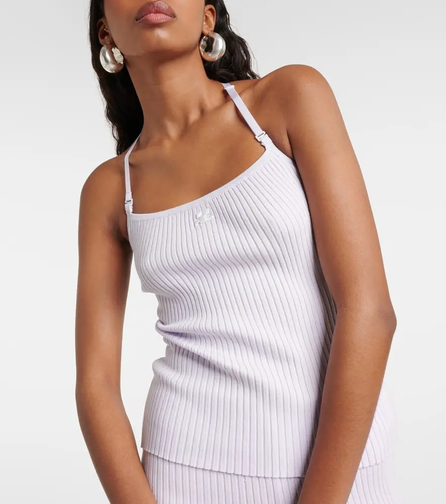Courrèges Courrèges Logo halterneck ribbed-knit tank top | Thumbnail 4