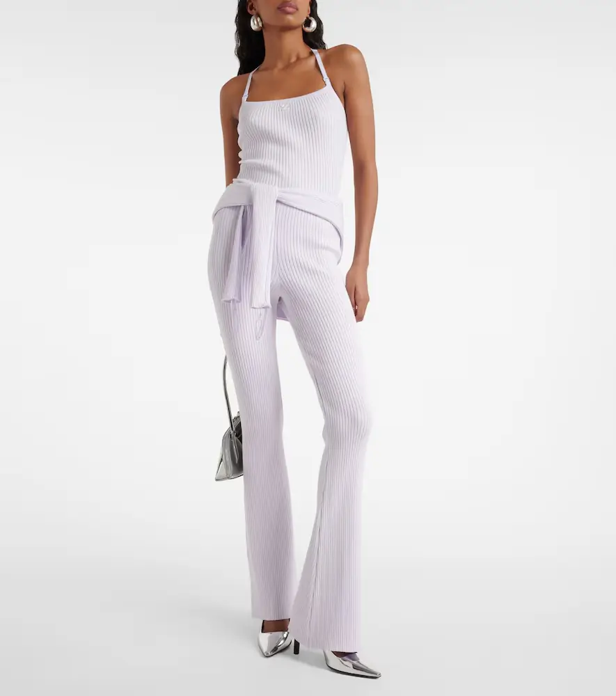 Courrèges Courrèges Logo halterneck ribbed-knit tank top | Thumbnail 6