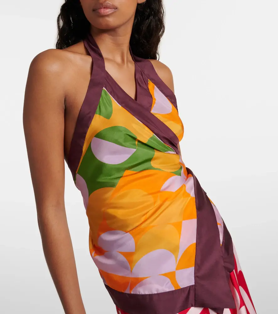 Dries Van Noten Printed halterneck silk pongee top | Thumbnail 3