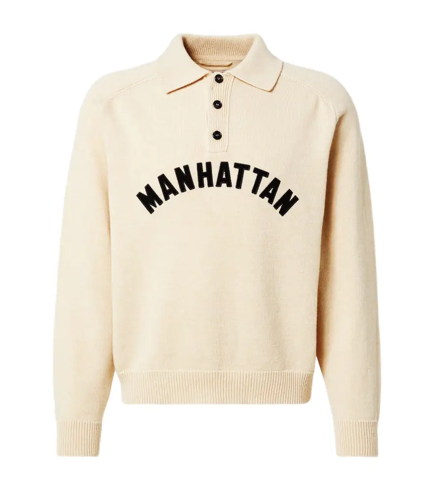 BODE Manhattan appliqué wool polo sweater | Image 1 BODE Manhattan appliqué wool polo sweater | Image 1