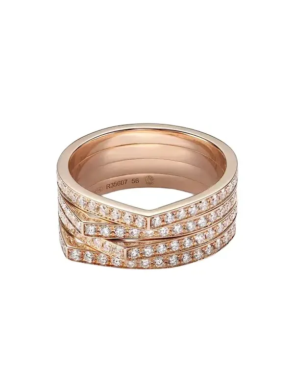 Antifer 4 rows 18kt rose gold ring with diamonds