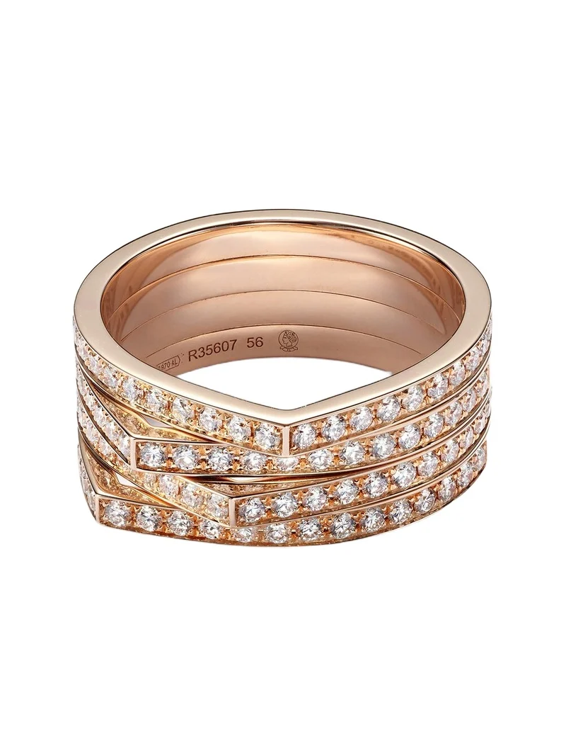 Antifer 4 rows 18kt rose gold ring with diamonds Antifer 4 rows 18kt rose gold ring with diamonds