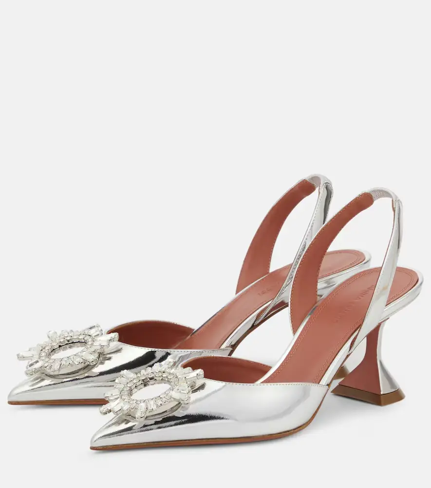 Amina Muaddi Begum 70 mirrored leather slingback pumps | Thumbnail 4 Amina Muaddi Begum 70 mirrored leather slingback pumps | Thumbnail 4