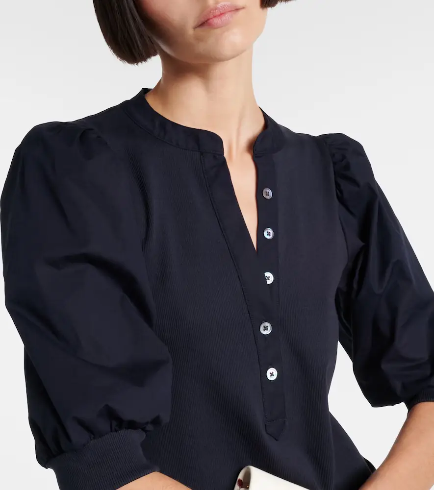 Veronica Beard Coralee puff-sleeve cotton-blend top | Thumbnail 2