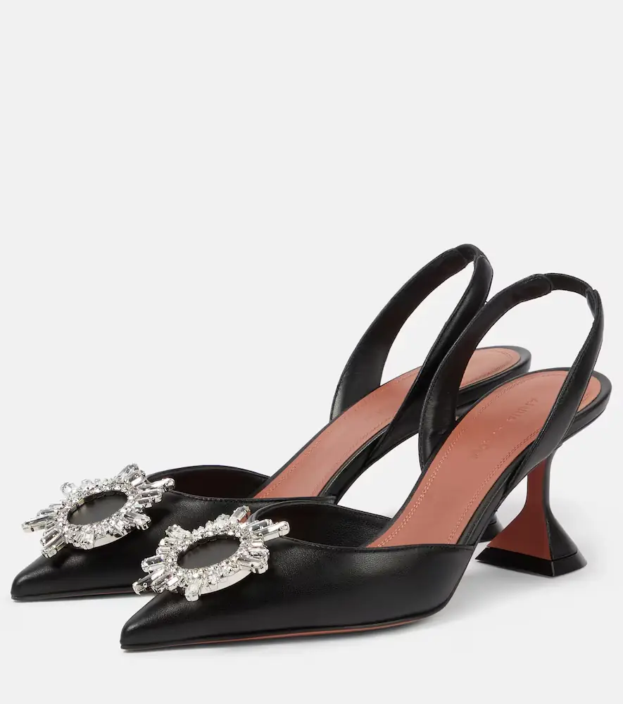 Amina Muaddi Begum 70 leather slingback pumps | Thumbnail 4 Amina Muaddi Begum 70 leather slingback pumps | Thumbnail 4