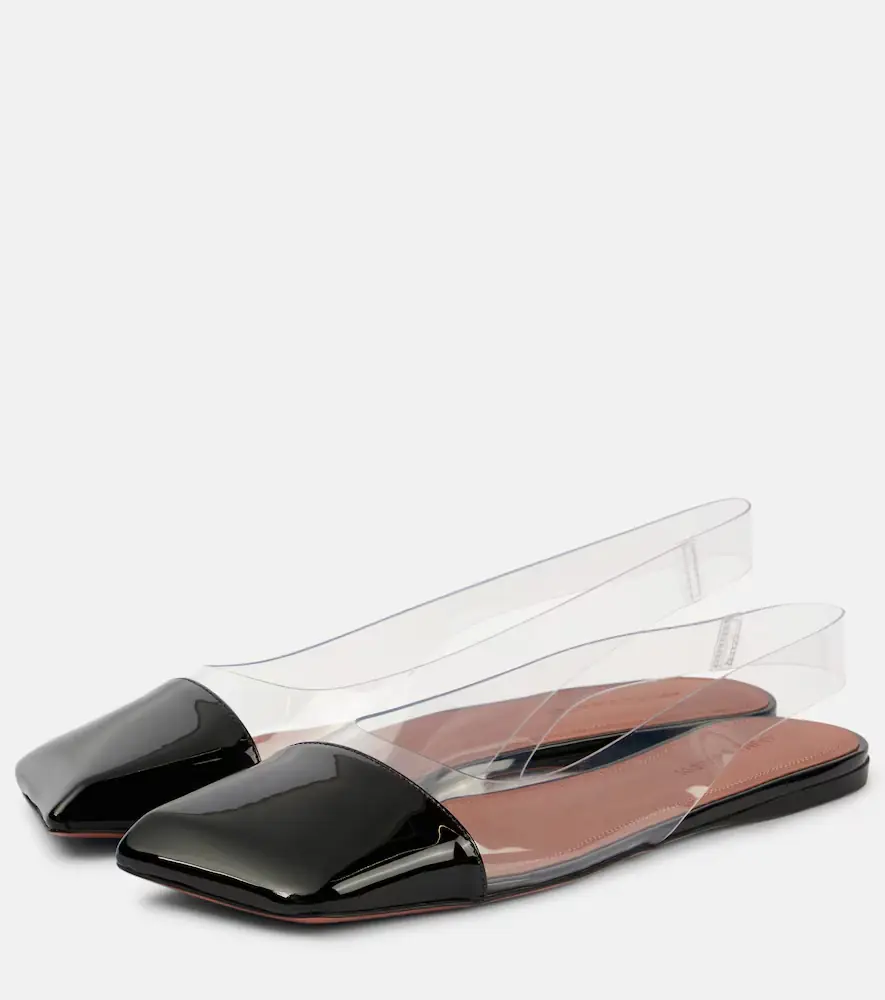 Amina Muaddi Ane Glass PVC and patent leather slingback flats | Thumbnail 4 Amina Muaddi Ane Glass PVC and patent leather slingback flats | Thumbnail 4