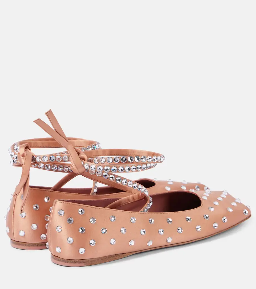Amina Muaddi Ane crystal-embellished satin ballet flats | Thumbnail 2 Amina Muaddi Ane crystal-embellished satin ballet flats | Thumbnail 2