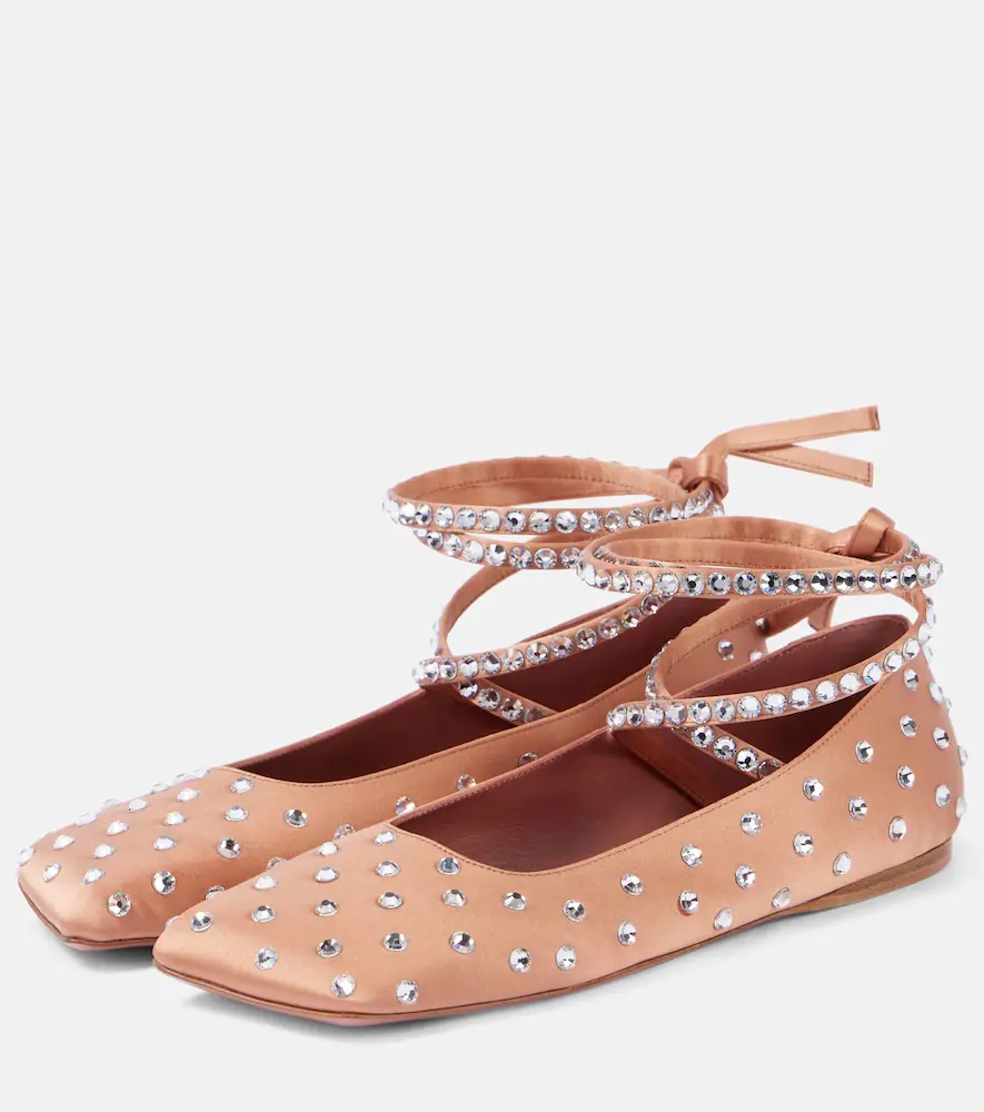 Amina Muaddi Ane crystal-embellished satin ballet flats | Thumbnail 4 Amina Muaddi Ane crystal-embellished satin ballet flats | Thumbnail 4