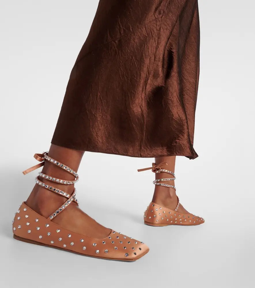 Amina Muaddi Ane crystal-embellished satin ballet flats | Thumbnail 6 Amina Muaddi Ane crystal-embellished satin ballet flats | Thumbnail 6