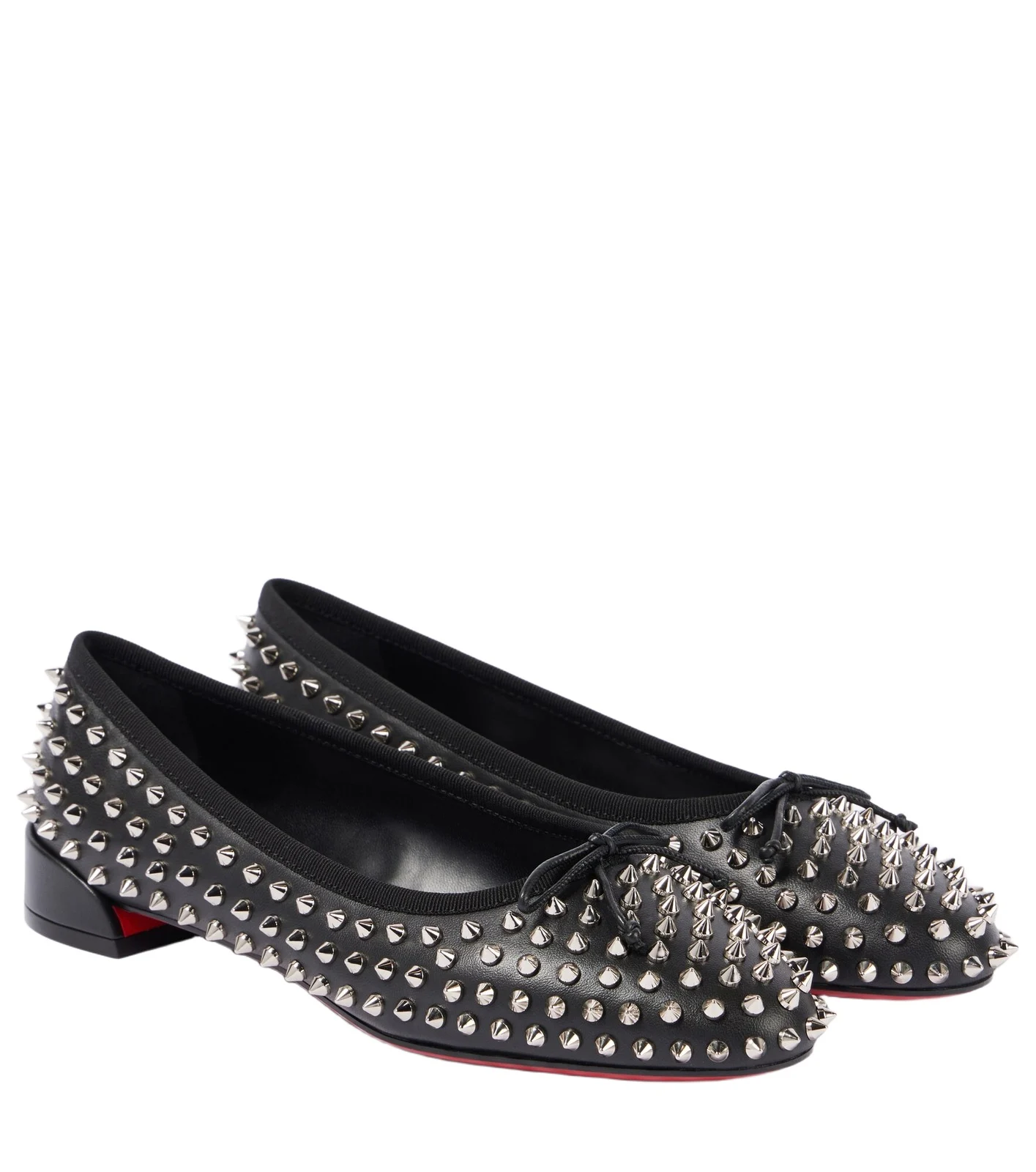 Spiked leather ballet flats