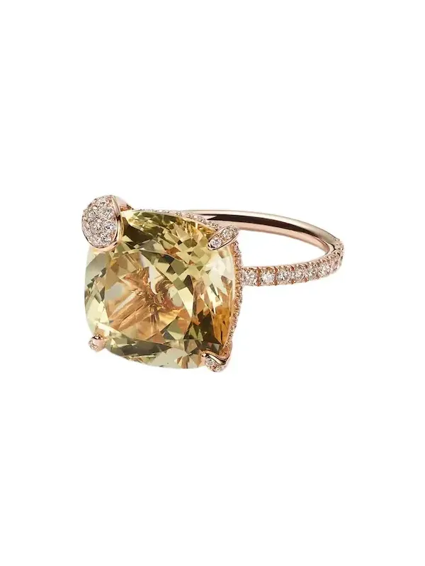Peekaboo 18kt rose gold ring with beryl and diamonds