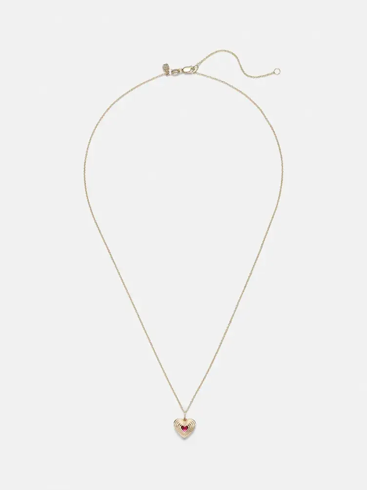 Fluted Heart 14kt gold chain necklace with ruby Fluted Heart 14kt gold chain necklace with ruby