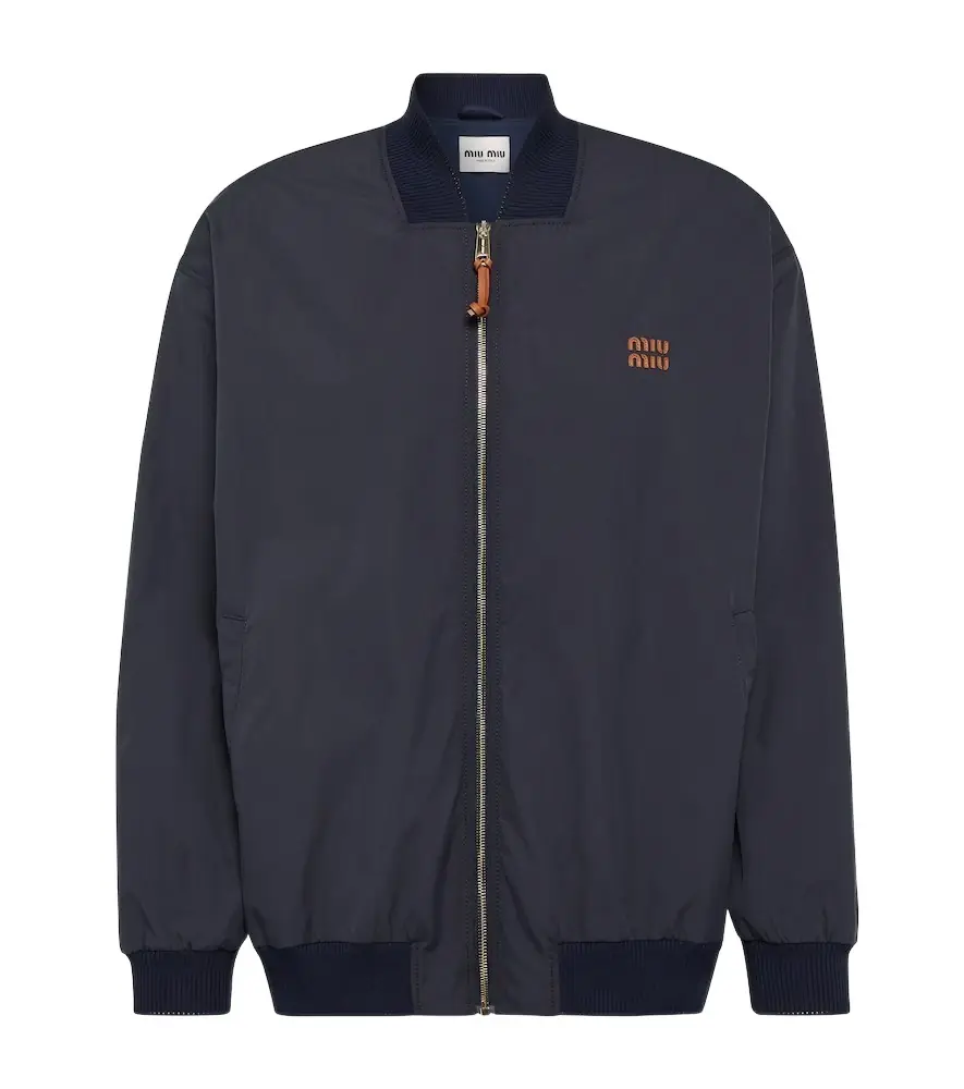 Miu Miu Logo cotton-blend bomber jacket | Image 1 Miu Miu Logo cotton-blend bomber jacket | Image 1