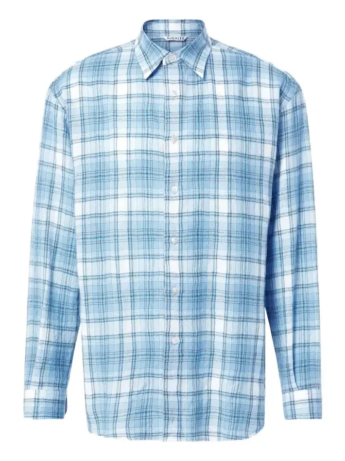 Airy checked wool shirt