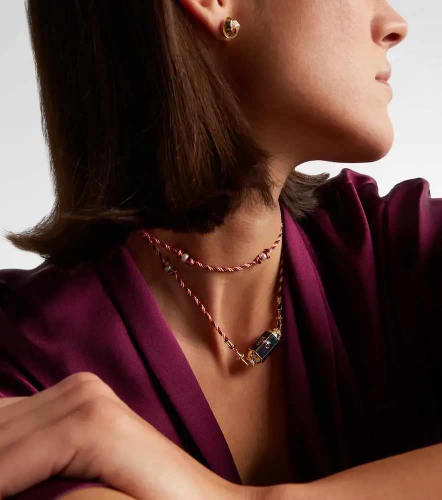 Marie Lichtenberg Love Is Blind 18kt gold locket necklace with gemstones | Thumbnail 2