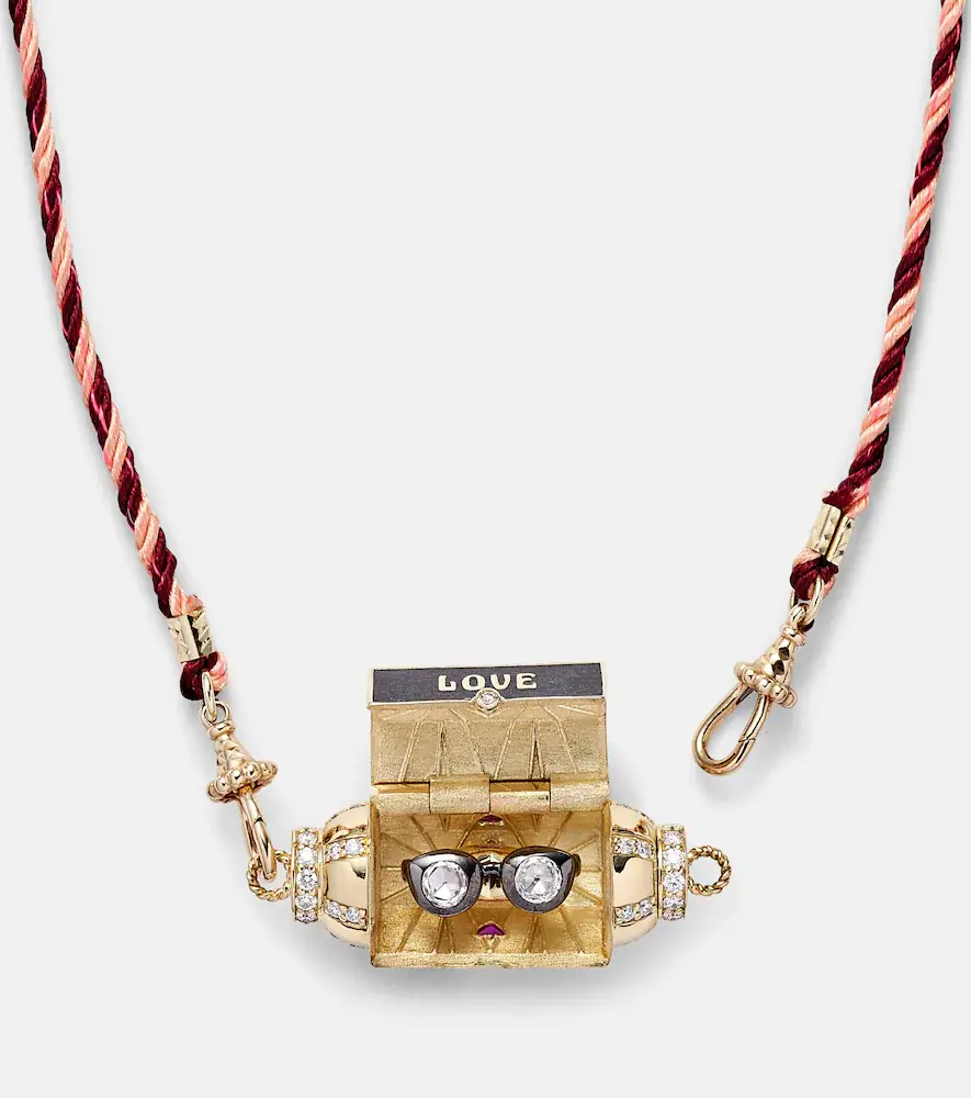 Marie Lichtenberg Love Is Blind 18kt gold locket necklace with gemstones | Thumbnail 4