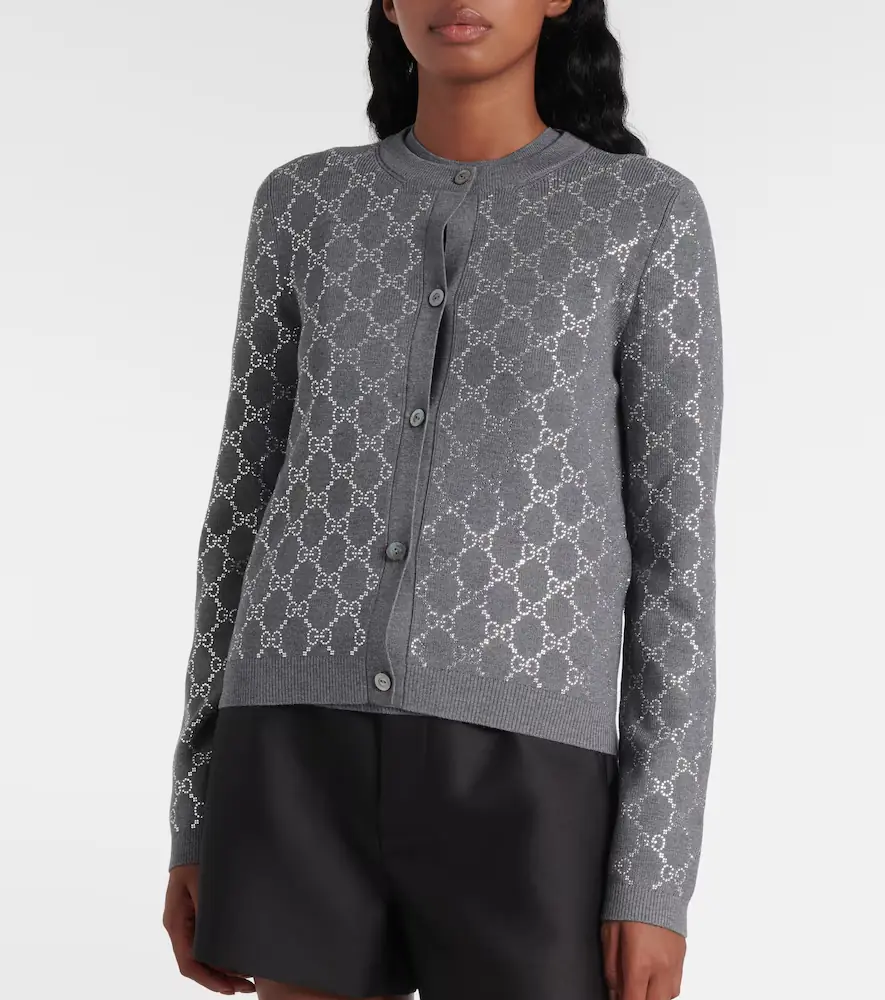 Gucci GG embellished wool jacquard cardigan | Thumbnail 4 Gucci GG embellished wool jacquard cardigan | Thumbnail 4