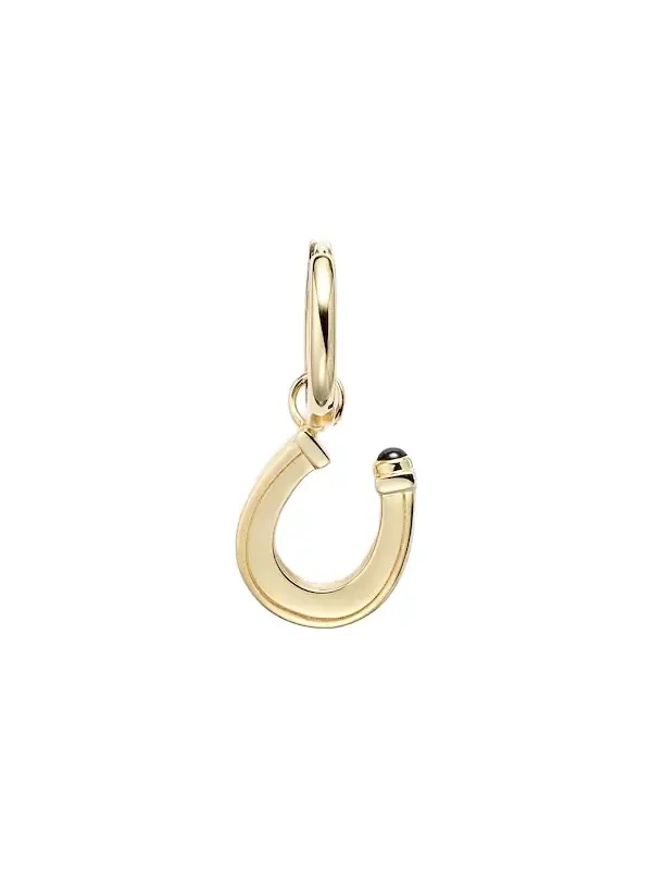 Baby Charm Horseshoe 18kt gold single earring with sapphire