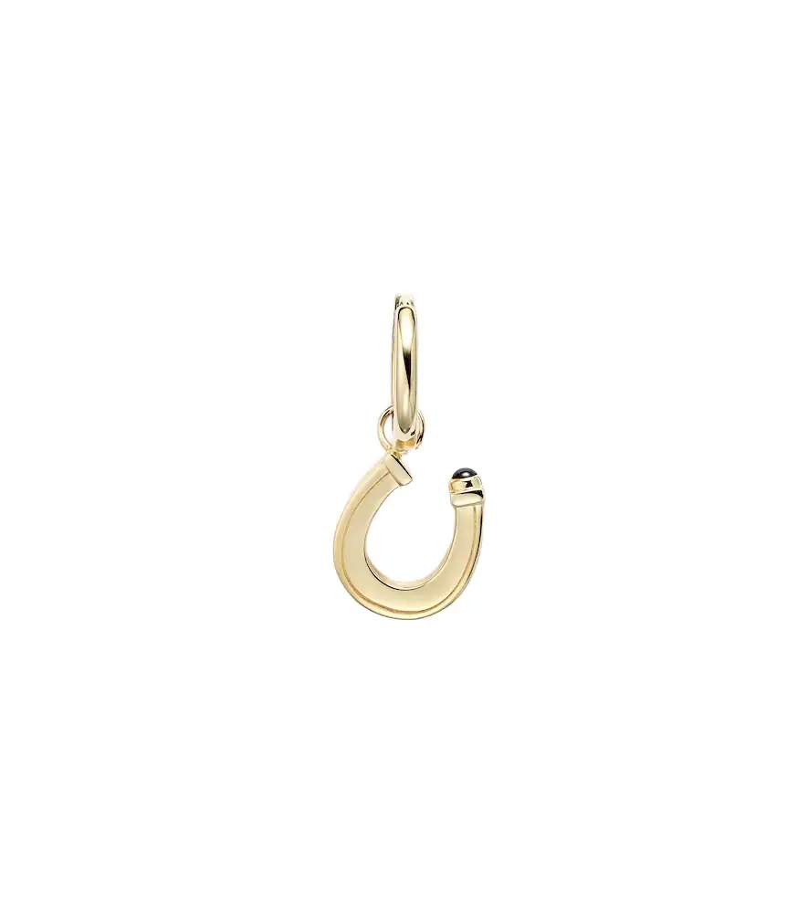 Marie Lichtenberg Baby Charm Horseshoe 18kt gold single earring with sapphire