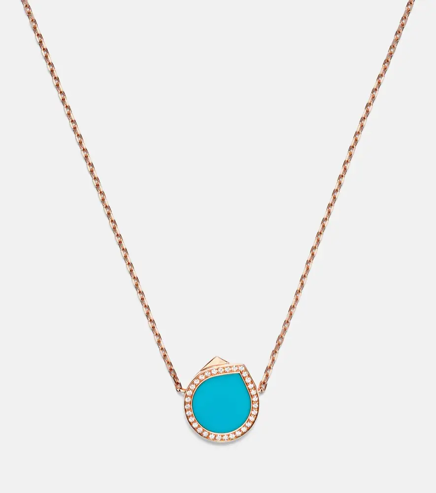 Repossi Antifer 18kt rose gold pendant necklace with turquoise and diamonds | Thumbnail 5