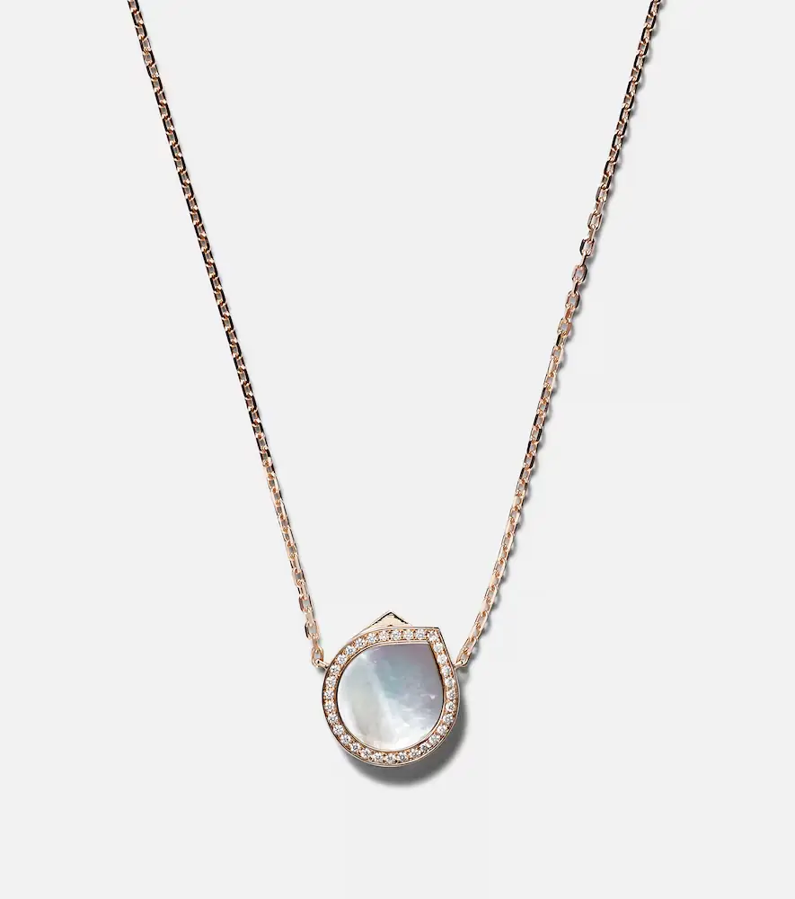 Repossi Antifer 18kt rose gold necklace with mother of pearl and diamonds | Thumbnail 5