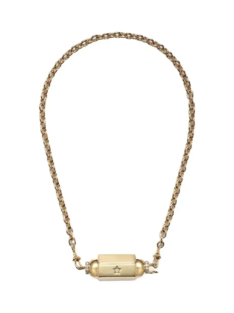 Jumbo 18kt gold pendant necklace with diamonds