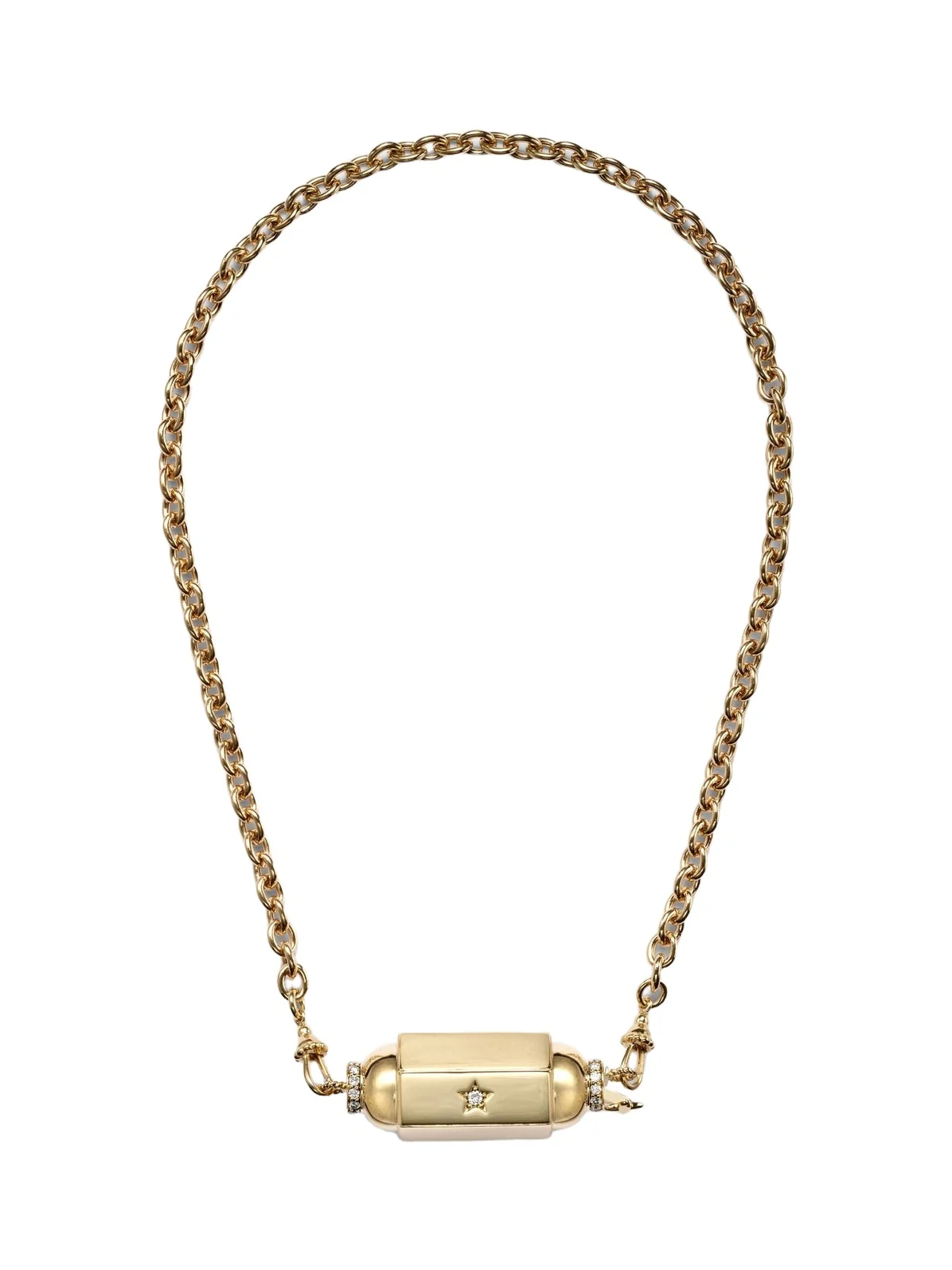 Jumbo 18kt gold pendant necklace with diamonds