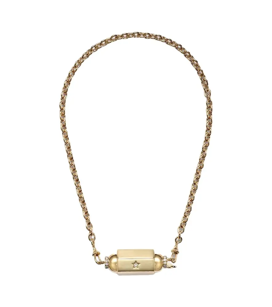 Marie Lichtenberg Jumbo 18kt gold pendant necklace with diamonds