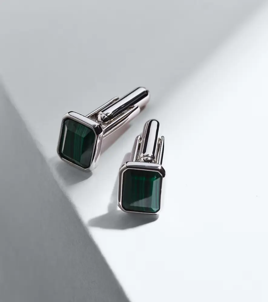 Mateo Sterling silver cufflinks with malachites | Thumbnail 3