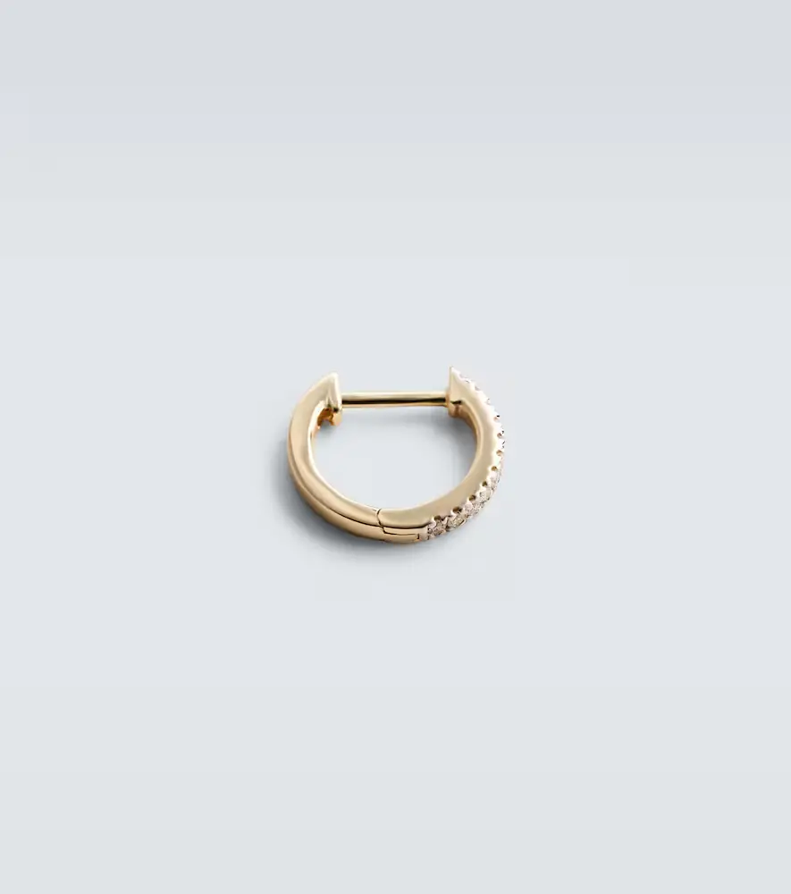 Mateo 14kt gold single hoop earring with diamonds and freshwater pearl | Thumbnail 5