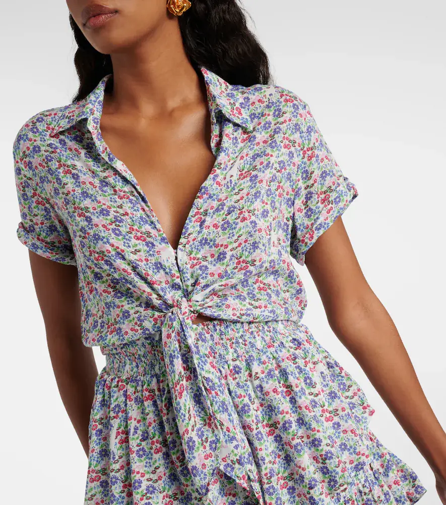 Poupette St Barth Branda floral tiered shirt dress | Thumbnail 3