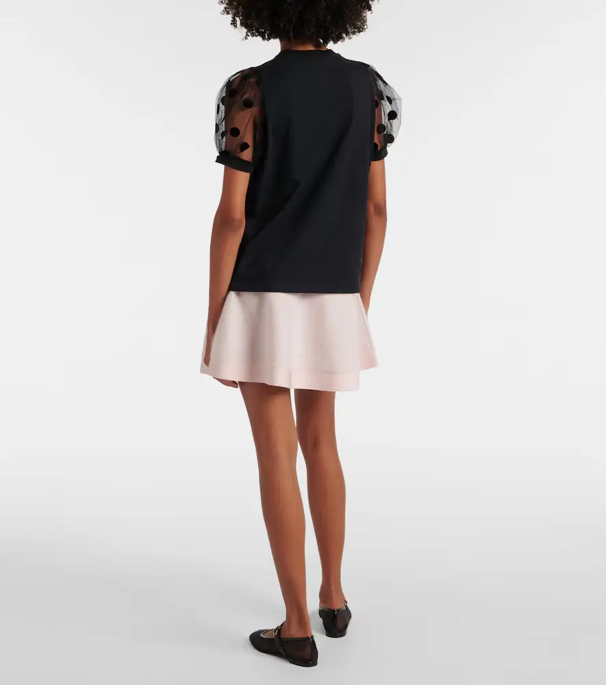 Nina Ricci Polka dot tulle and jersey T-shirt | Thumbnail 2 Nina Ricci Polka dot tulle and jersey T-shirt | Thumbnail 2