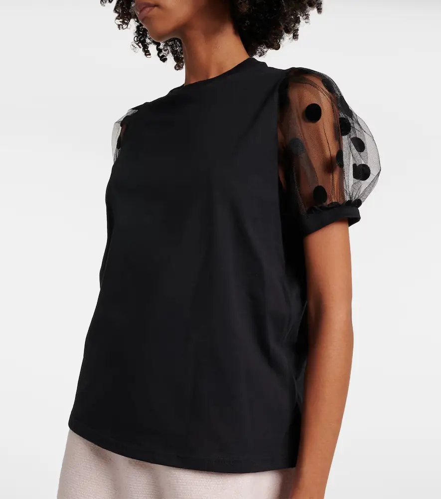 Nina Ricci Polka dot tulle and jersey T-shirt | Thumbnail 3 Nina Ricci Polka dot tulle and jersey T-shirt | Thumbnail 3