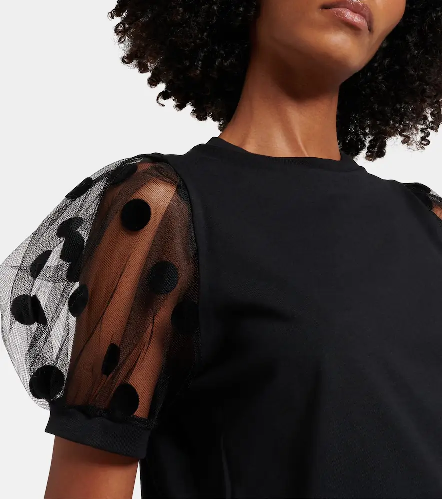 Nina Ricci Polka dot tulle and jersey T-shirt | Thumbnail 4 Nina Ricci Polka dot tulle and jersey T-shirt | Thumbnail 4