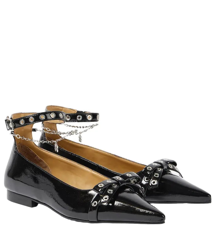 Ganni Eyelets Jewel faux leather ballet flats | Image 1 Ganni Eyelets Jewel faux leather ballet flats | Image 1