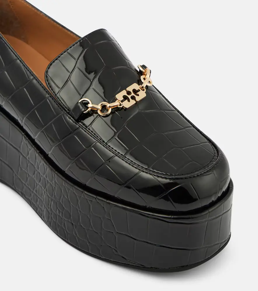 Ganni Croc-effect faux leather platform loafers | Thumbnail 2