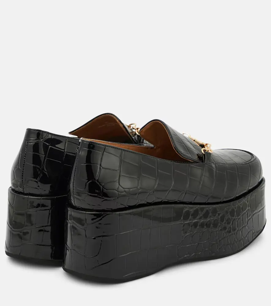 Ganni Croc-effect faux leather platform loafers | Thumbnail 4