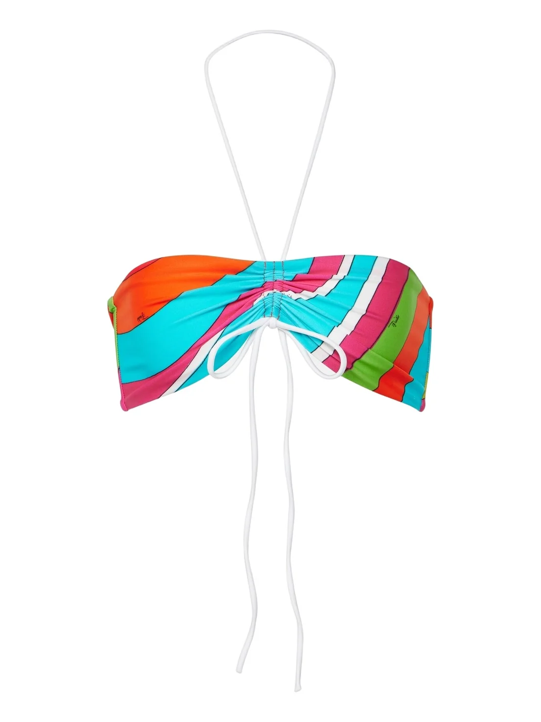 Iride printed bandeau bikini top