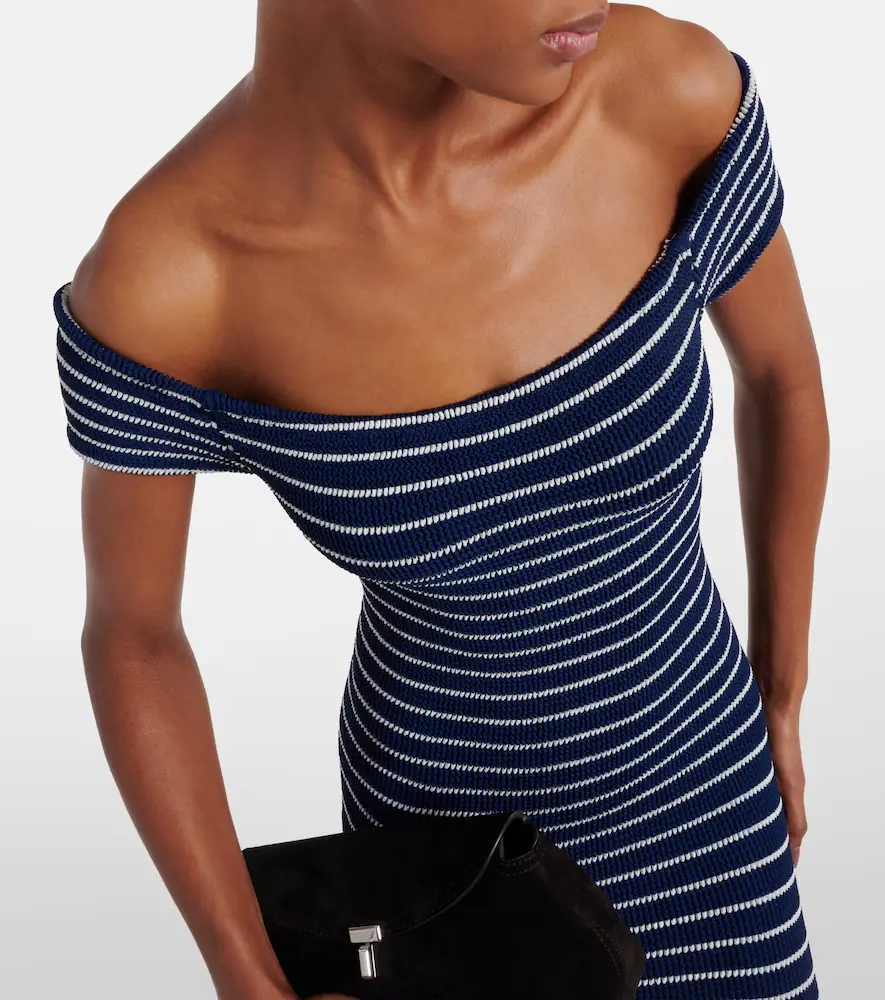 Hunza G Grace striped off-shoulder midi dress | Thumbnail 5 Hunza G Grace striped off-shoulder midi dress | Thumbnail 5