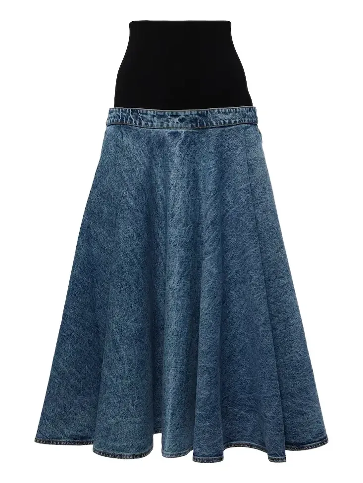 Alaïa Denim and cotton jersey midi skirt Alaïa Denim and cotton jersey midi skirt