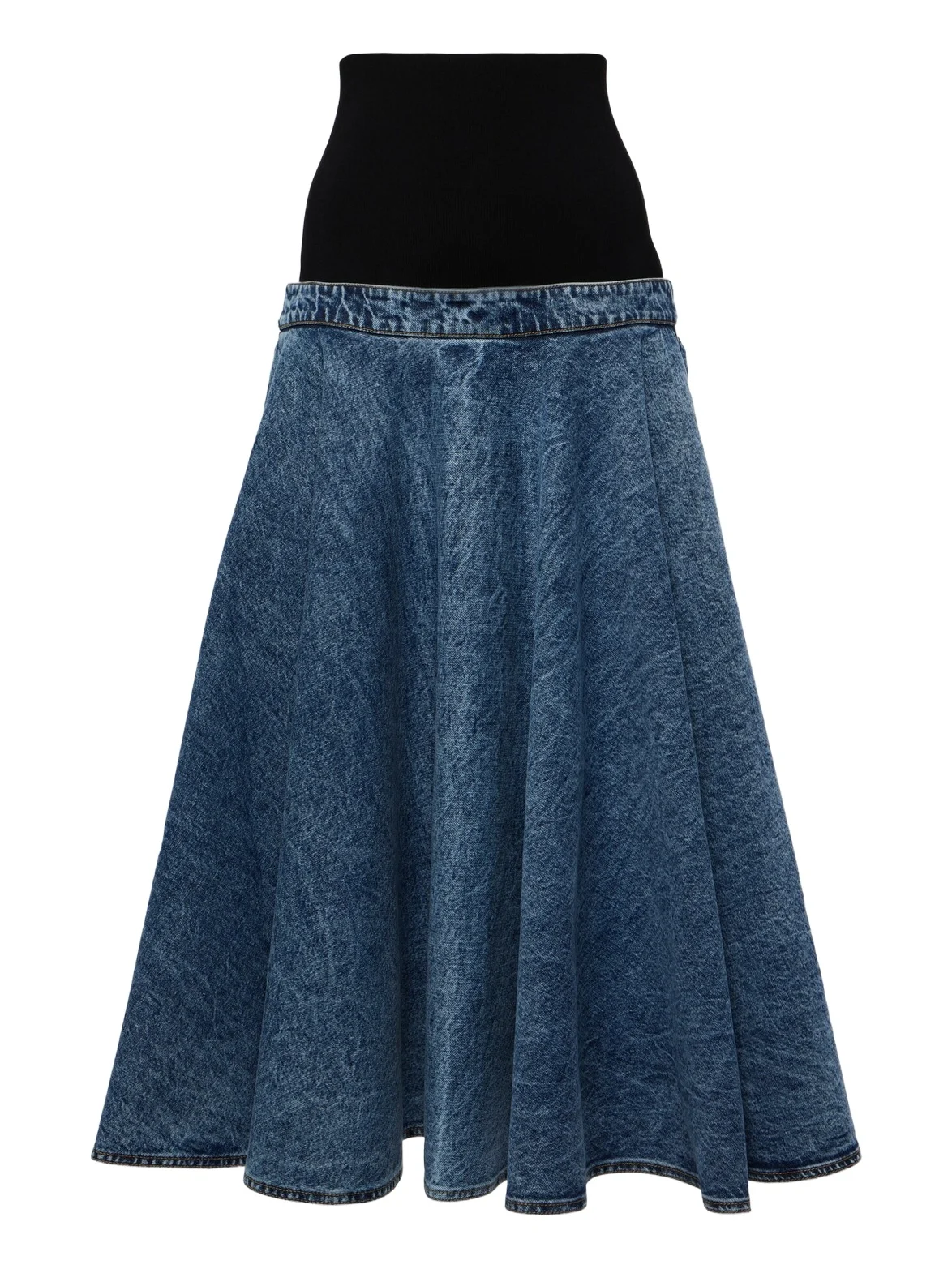 Denim and cotton jersey midi skirt Denim and cotton jersey midi skirt