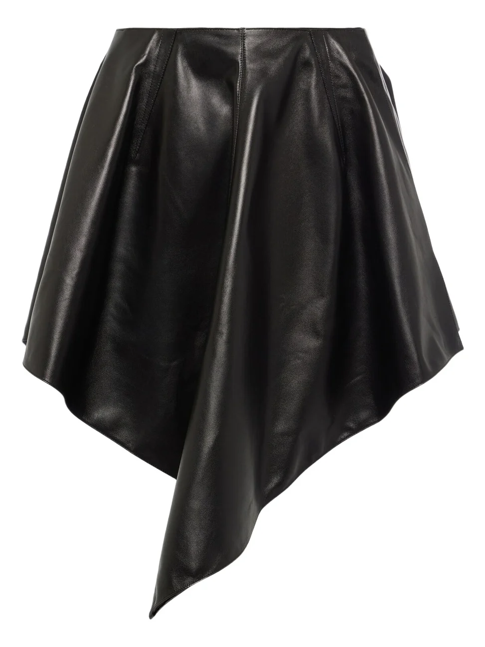 Asymmetric leather miniskirt