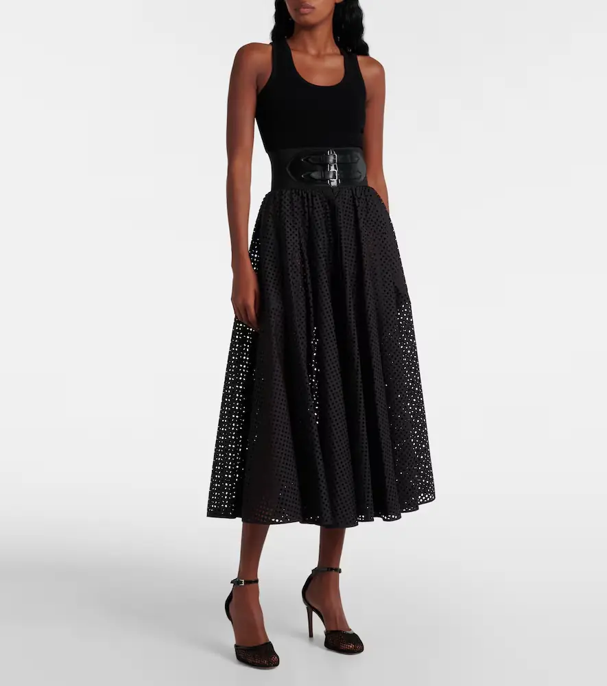 ALAÏA ALAÏA Cotton-blend midi skirt | Thumbnail 3