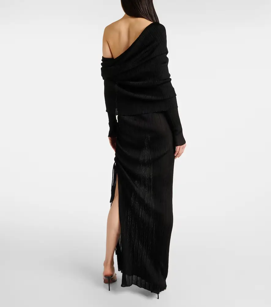 ALAÏA ALAÏA Draped off-shoulder maxi dress | Thumbnail 5