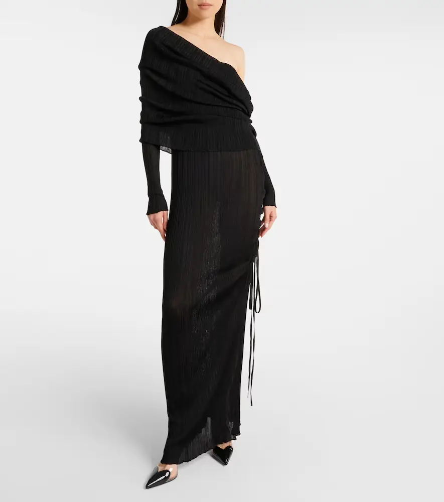 ALAÏA ALAÏA Draped off-shoulder maxi dress | Thumbnail 7