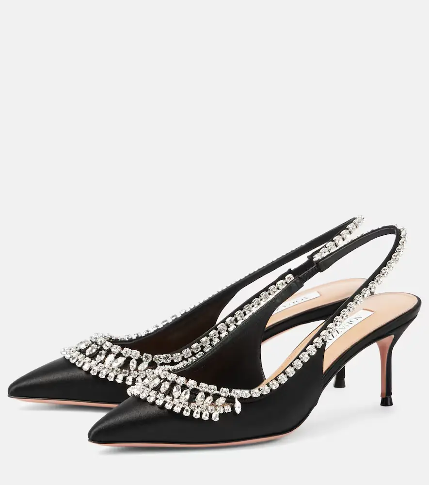 Aquazzura Crystal Crush satin slingback pumps | Thumbnail 2 Aquazzura Crystal Crush satin slingback pumps | Thumbnail 2