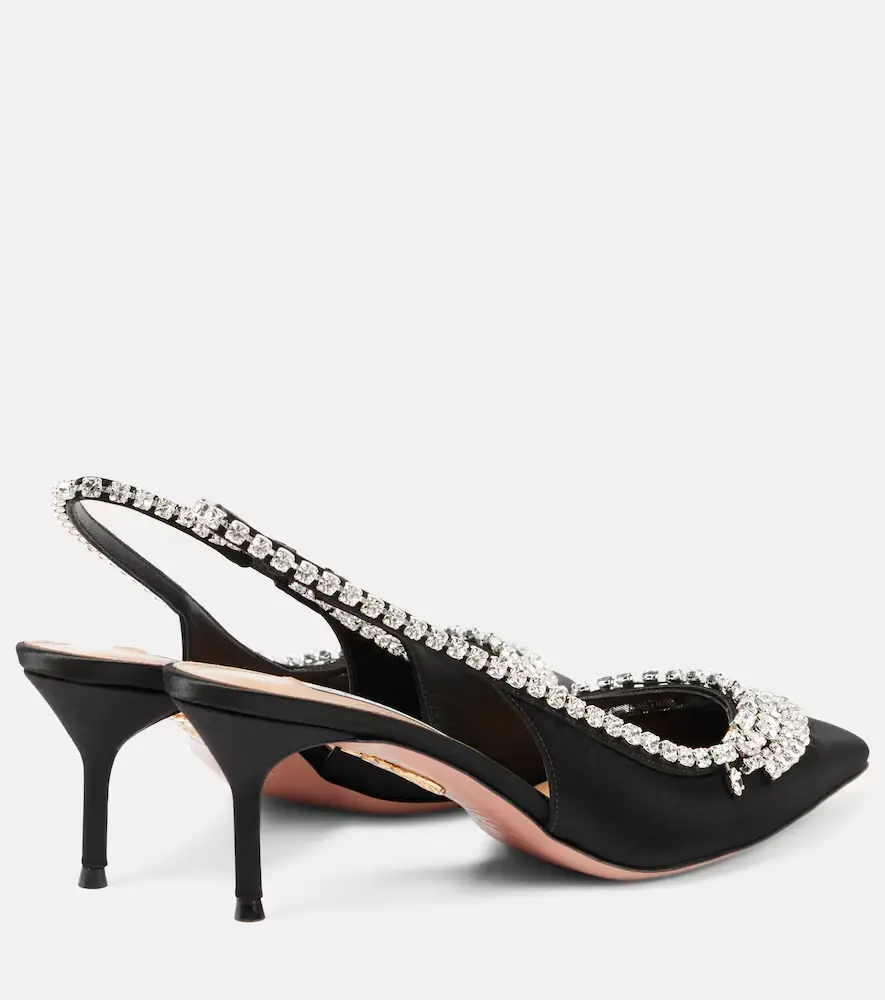 Aquazzura Crystal Crush satin slingback pumps | Thumbnail 3 Aquazzura Crystal Crush satin slingback pumps | Thumbnail 3