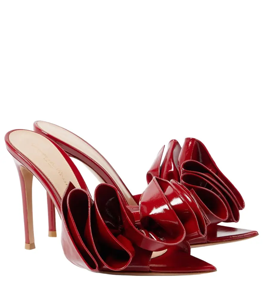 Gianvito Rossi Gabrielle 105 ruffled patent leather mules